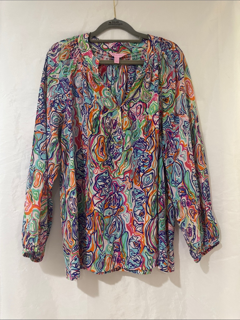 Lilly Pulitzer L Elsa Blouse What a Catch